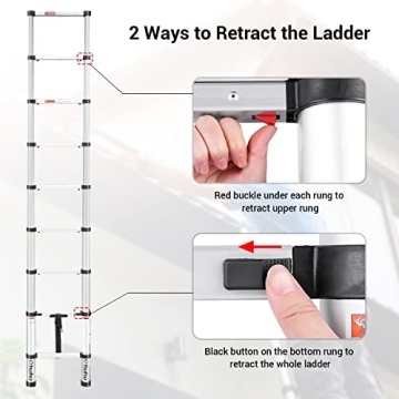 Ohuhu 8.5 FT Aluminum Telescoping Ladder Designed for Safety