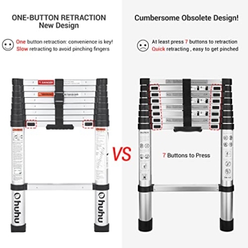 Ohuhu 8.5 FT Aluminum Telescoping Ladder Designed for Safety
