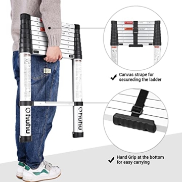 Ohuhu 8.5 FT Aluminum Telescoping Ladder Designed for Safety