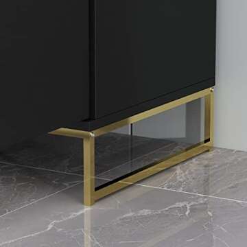 AIEGLE Sideboard Buffet Cabinet with Storage, Wood Coffee Bar Cabinet, 47" Kitchen Cabinet with 3 Drawers & 2 Doors, Kitchen Buffet Cabinet Cupboard with Gold Metal Legs, Black