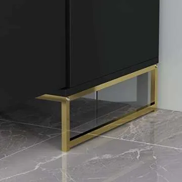 AIEGLE Sideboard Buffet Cabinet with Storage, Wood Coffee Bar Cabinet, 47" Kitchen Cabinet with 3 Drawers & 2 Doors, Kitchen Buffet Cabinet Cupboard with Gold Metal Legs, Black