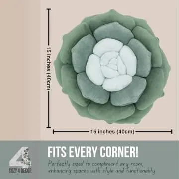 Succulent Pillow in Monochromatic Colors, Velvety Soft Flower Shaped Pillow, Leaf Pillow, Plant Pillow, Flower Throw Pillow, Flower Pillow, Boho Throw Pillows, Green Flower Pillow, Cactus Pillow