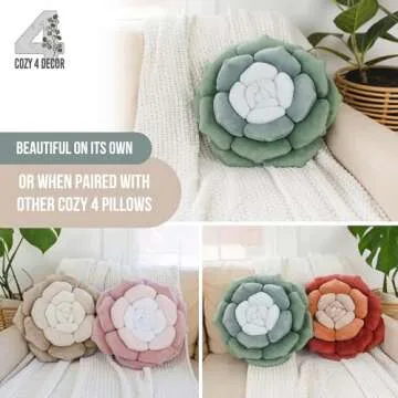 Succulent Pillow in Monochromatic Colors, Velvety Soft Flower Shaped Pillow, Leaf Pillow, Plant Pillow, Flower Throw Pillow, Flower Pillow, Boho Throw Pillows, Green Flower Pillow, Cactus Pillow