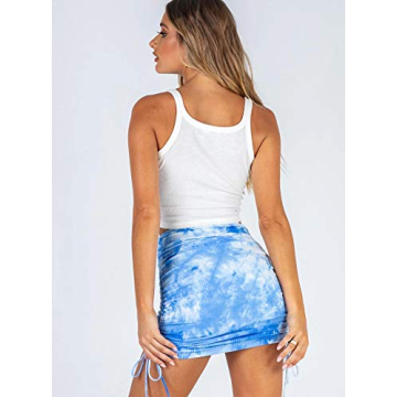 VNDFLAG Women's Stylish Tie Dye Adjustable Bodycon Skirt