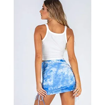 VNDFLAG Women's Stylish Tie Dye Adjustable Bodycon Skirt
