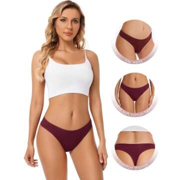 ANZERMIX Women's Breathable Cotton Thong Panties Pack of 6 (6-pack Dark Vintage, Medium)