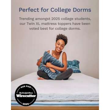 ViscoSoft 3 Inch Memory Foam Mattress Topper Twin XL - Select High Density Ventilated Extra Long Mattress Pad - Premium Removable Rayon Cover