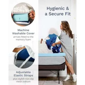 ViscoSoft 3 Inch Memory Foam Mattress Topper Twin XL - Select High Density Ventilated Extra Long Mattress Pad - Premium Removable Rayon Cover