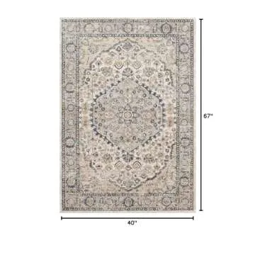 Loloi Teagan Collection 3'-4" x 5'-7" Accent Rug in Natural/Lt. Grey - Large Area Rug, Soft Neutral ...