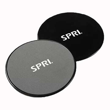 SPRI Sliding Core Discs - Dual Sided for Hardwood or Carpet Flooring | Core Abdominal Sliding Workout | Set of 2 Sliders, Multicolor, 02-71823