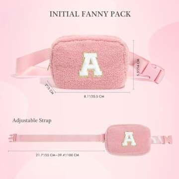 YOOLIFE Initial Fanny Pack for Women Girls - Monogram Belt Bag Crossbody Bag Waist Packs, Personalized Birthday Gifts for Women Teen Girls Mom Daughter Friend Sister, Pink M