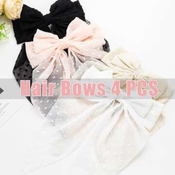 Seneeel Large Hair Bows - Stylish 4 PCS for Women