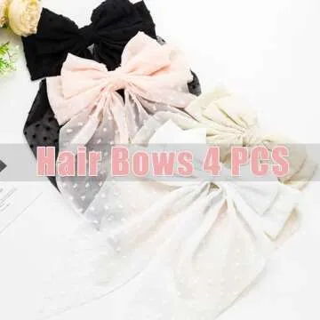 Seneeel Large Hair Bows - Stylish 4 PCS for Women