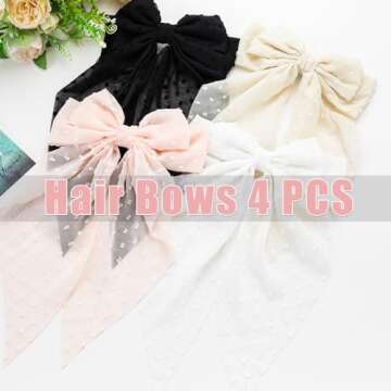 Seneeel Large Hair Bows - Stylish 4 PCS for Women