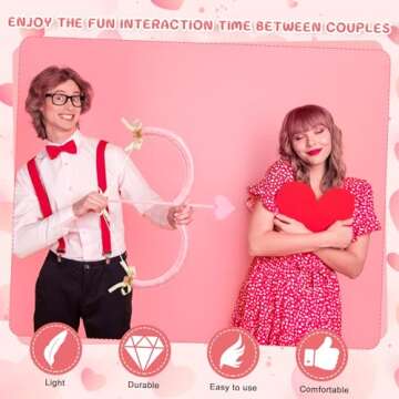 Leitee Cupid Bow and Arrow Valentines Cupid Costume Accessories Women Cosplay Supply Valentines Day Adult(Pink)