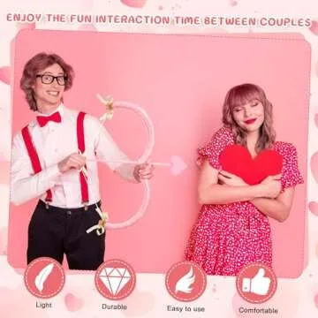 Leitee Cupid Bow and Arrow Valentines Cupid Costume Accessories Women Cosplay Supply Valentines Day Adult(Pink)