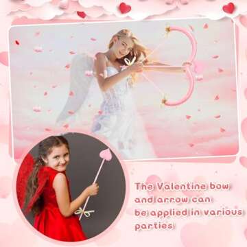 Leitee Cupid Bow and Arrow Valentines Cupid Costume Accessories Women Cosplay Supply Valentines Day Adult(Pink)