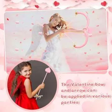 Leitee Cupid Bow and Arrow Valentines Cupid Costume Accessories Women Cosplay Supply Valentines Day Adult(Pink)