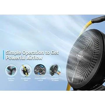 Geek Aire 30000mAh Battery Operated Misting Fan, Rechargeable Outdoor Floor Fan with 2.9 Gal Water Tank, Powered Waterproof Long-Lasting Battery Run for Patio, Garden, Lawn, Camping Gear Accessories