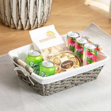 Hand-woven Wicker Storage Baskets Set with Waterproof Covers