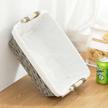 Hand-woven Wicker Storage Baskets Set with Waterproof Covers