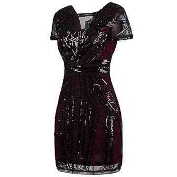 Elegant Vijiv 1920s Short Prom Dress V Neck Sequins