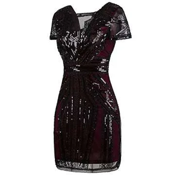 Elegant Vijiv 1920s Short Prom Dress V Neck Sequins