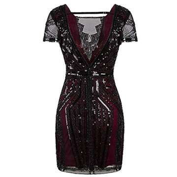 Elegant Vijiv 1920s Short Prom Dress V Neck Sequins