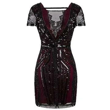 Elegant Vijiv 1920s Short Prom Dress V Neck Sequins