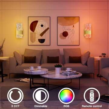 HITOO Dimmable LED Wall Sconces Set of 2 for Home Decor