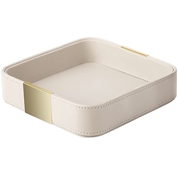 SANZIE Luxury Leather & Metal Tray - Elegant Organizer for Jewelry, Keys & More