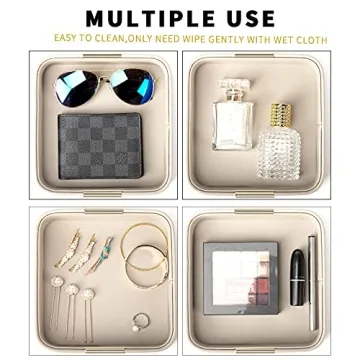 SANZIE Luxury Leather Metal Tray Organizer for Jewelry Keys