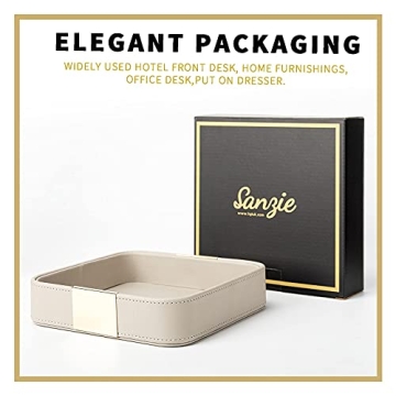 SANZIE Luxury Leather Metal Tray Organizer for Jewelry Keys