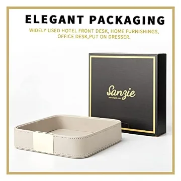 SANZIE Luxury Leather Metal Tray Organizer for Jewelry Keys