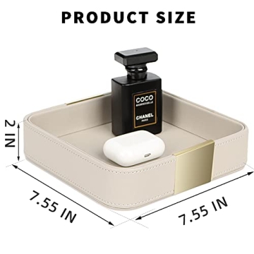 SANZIE Luxury Leather Metal Tray Organizer for Jewelry Keys