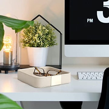 SANZIE Luxury Leather Metal Tray Organizer for Jewelry Keys