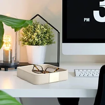 SANZIE Luxury Leather Metal Tray Organizer for Jewelry Keys