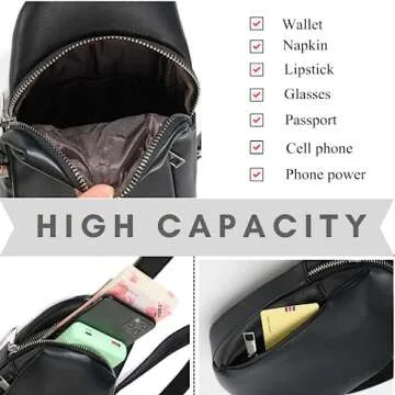 LASAYA Crossbody Fanny Packs for Women - Fashion Small Leather Sling Chest Belt Waist Bum Bag Purse with Adjustable Wide Strap for Running Travel Sports