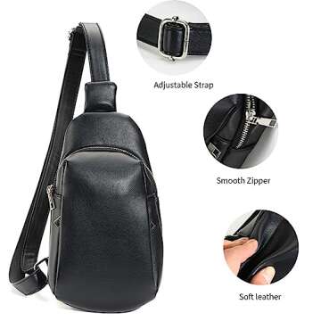 LASAYA Crossbody Fanny Packs for Women - Fashion Small Leather Sling Chest Belt Waist Bum Bag Purse with Adjustable Wide Strap for Running Travel Sports