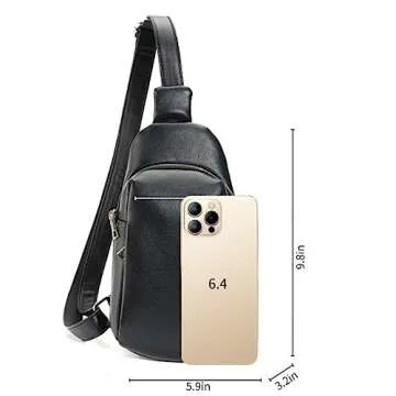 LASAYA Crossbody Fanny Packs for Women - Fashion Small Leather Sling Chest Belt Waist Bum Bag Purse with Adjustable Wide Strap for Running Travel Sports