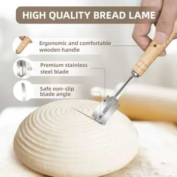 Kikcoin Banneton Basket Set Durable Rattan with Lame