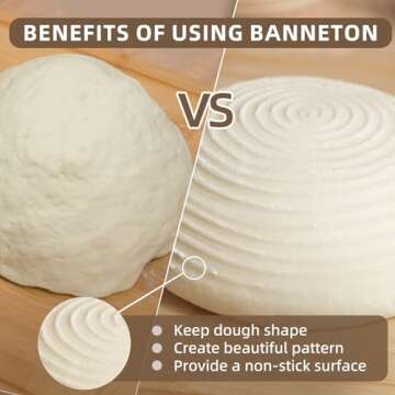 Kikcoin Banneton Basket Set Durable Rattan with Lame