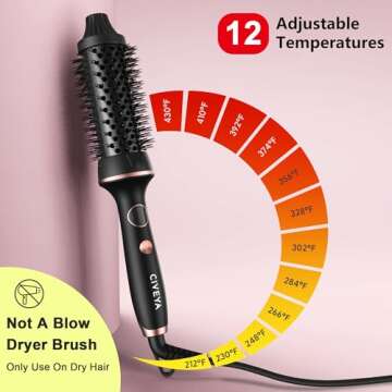 CIVEYA Pro Thermal Brush for Blowout Look, 1.5" Heated Round Brush with Temp Control, Ionic Thermal ...