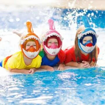 THENICE Full Face Snorkel Mask Kids,180 HD View Anti Fog & Anti Leak Snorkel Mask for Kids Snorkel Set,Snorkeling Gear for Kids