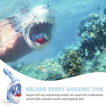 THENICE Full Face Snorkel Mask Kids,180 HD View Anti Fog & Anti Leak Snorkel Mask for Kids Snorkel Set,Snorkeling Gear for Kids