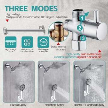 Shower Head,10 Inch Rain Shower Head with Handheld Spray Combo,3 Handheld Water Spray with 60 Inch Long Shower Hose (Sliver)