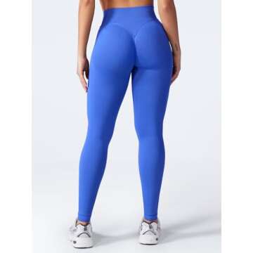 VOYJOY Women Seamless Impact Leggings Scrunch Workout Leggings Medium Waist Tummy Control Butt Lifting Gym Yoga Pants Electric Blue S