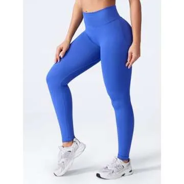 VOYJOY Women Seamless Impact Leggings Scrunch Workout Leggings Medium Waist Tummy Control Butt Lifting Gym Yoga Pants Electric Blue S