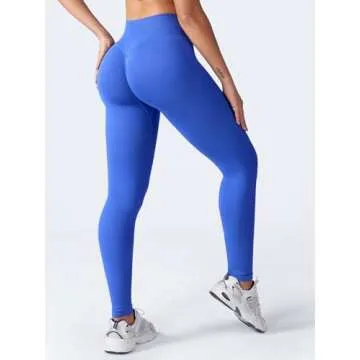 VOYJOY Women Seamless Impact Leggings Scrunch Workout Leggings Medium Waist Tummy Control Butt Lifting Gym Yoga Pants Electric Blue S