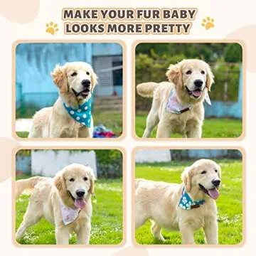 Charcy Dog Bandanas 4 Pack, Fall Dog Bandana Boy Girl for Holiday Birthday, Adjustable Durable Dog Scarf, Unique Design - Colorful Flower Large